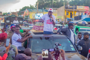Philip Aroko campaigning for member of parliament seat