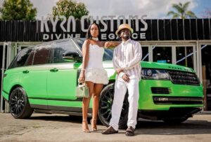 Bahati and Diana infront of their expensive Rangerover