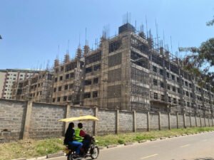 Photo of the ongoing construction of the affordable housing in Makasembo in Kisumu